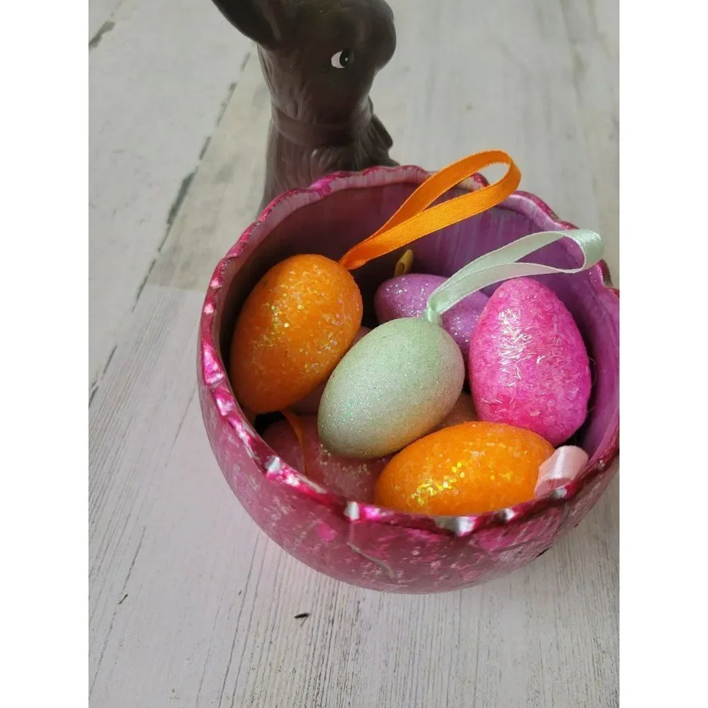 Faux chocolate bunny foil egg ceramic Easter‎ spring decor unique